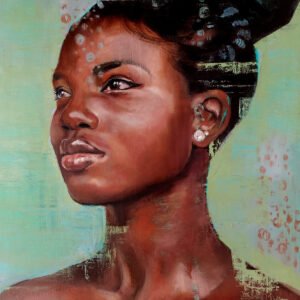 An image of the artwork, Shine Bright by Christine Gallagher, depicting the portrait of a young woman of colour
