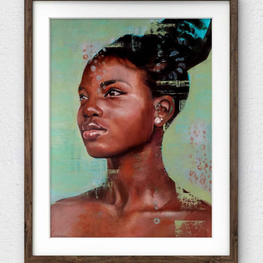 Framed mock-up of the artwork, Shine Bright, in print