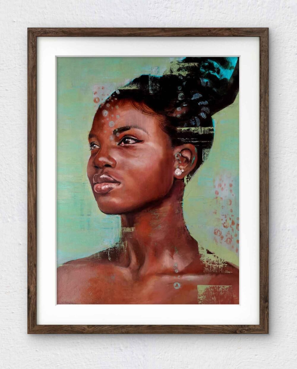 Framed mock-up of the artwork, Shine Bright, in print